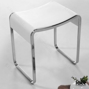 Kingkonree White Solid Surface Artificial Stone Shower Stool for Bathroom